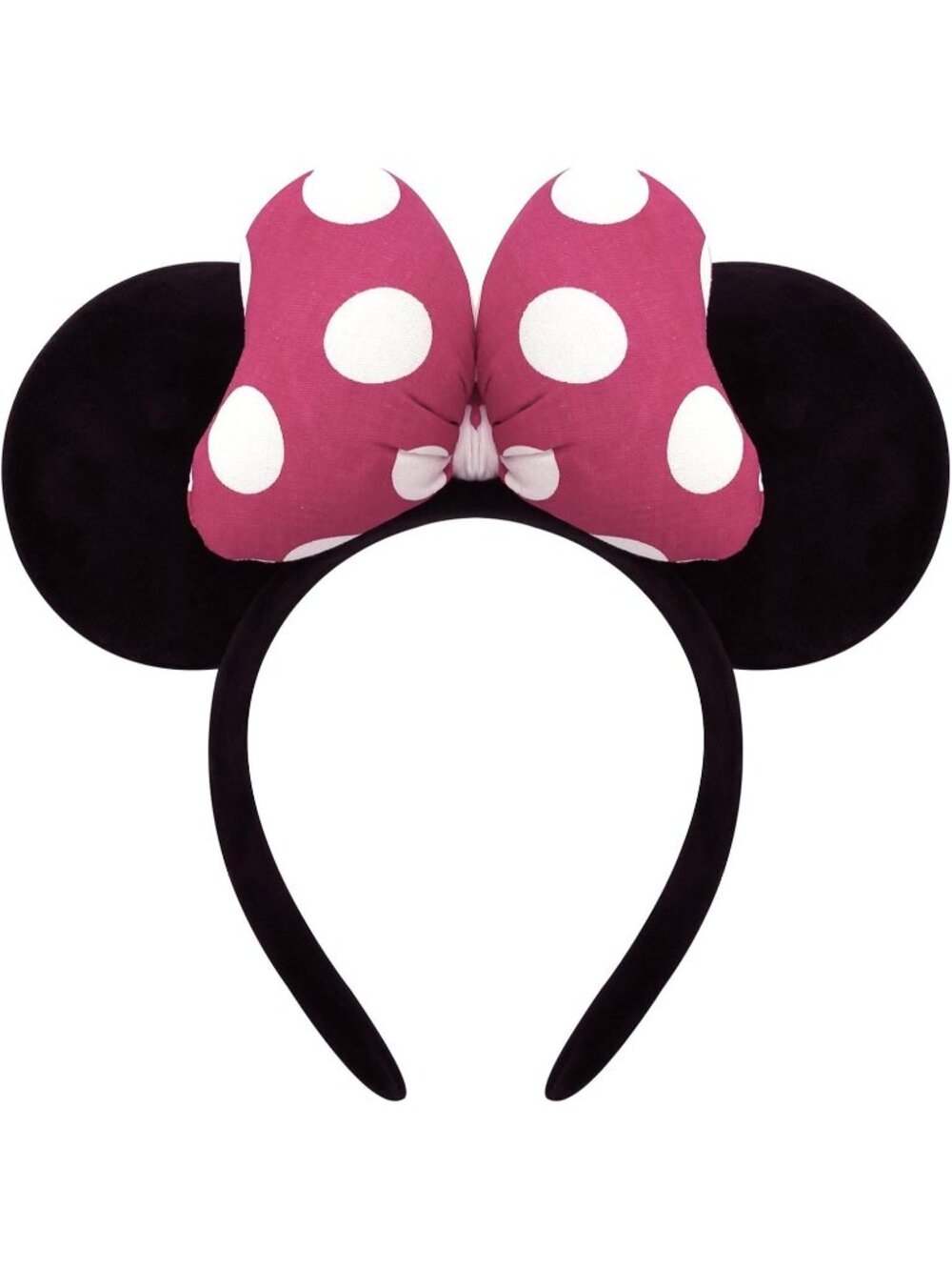 Women Dark Pink Polka Dot Bow Mickey Mouse Headband for Cosplay